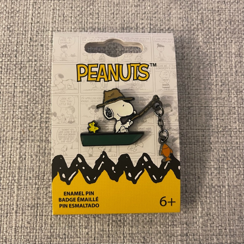 Loungefly Peanuts Snoopy Fishing Dangling Enamel Pin